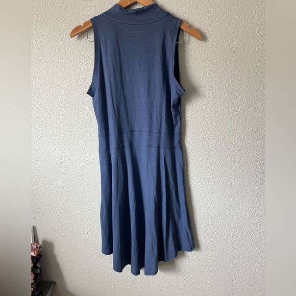 Toad&Co Blue Mock Neck Sleeveless Sundress M organic cotton elegant preppy - Picture 5 of 6